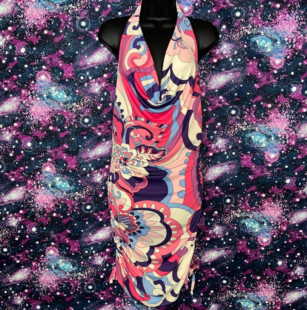 Forever Rose Couture Pink Blue Pattern Dress
